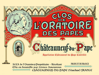 CLOS DE L'ORATOIRE DES PAPES CHÂTEAUNEUF-DU-PAPE APPELLATION CHÂTEAUNEUF-DU-PAPE CONTRÔLÊE PRODUIT DE FRANCE MIS EN BOUTEILLE PAR LEONCE AMOUROUX logo