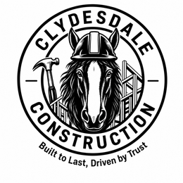 CLYDESDALE CONSTRUCTION BUILT TO LAST, DRIVEN BY TRUST logo