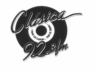 CLÁSICA 92.3 FM TODAS LAS CLASICAS... TODO EL TEMPO logo