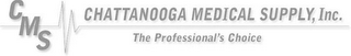 CMS CHATTANOOGA MEDICAL SUPPLY, INC. THE PROFESSIONAL'S CHOICE logo