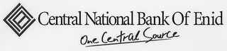 CNB CENTRAL NATIONAL BANK OF ENID ONE CENTRAL SOURCE logo