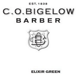 C.O. BIGELOW BARBER ELIXIR GREEN EST.1838 COB logo