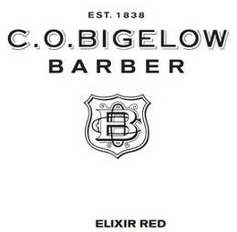 C.O. BIGELOW BARBER ELIXIR RED EST. 1838 COB logo