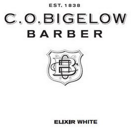 C.O. BIGELOW BARBER ELIXIR WHITE EST. 1838 COB logo