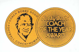 COACH BOBBY DODD FOOTBALL COACH HUMAN BOBBY DODD COACH OF THE YEAR AWARD logo