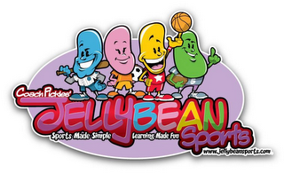 COACH PICKLES', JELLY BEAN SPORTS, WWW.JELLYBEANSPORTS.COM, SPORTS MADE SIMPLE, LEARNING MADE FUN logo