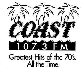 COAST 107.3 FM GREATEST HITS OF THE 70'S. ALL THE TIME. logo