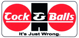 COCK & BALLS IT'S JUST WRONG. logo