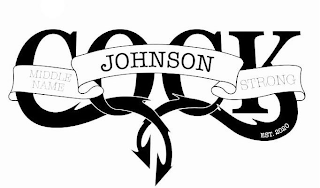 COCK MIDDLE NAME JOHNSON STRONG EST. 2020 logo