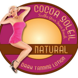 COCOA SOLEIL SOOTHE YOUR INNER BEACH NATURAL DARK TANNING LOTION logo