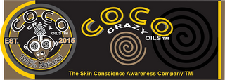 COCOCRAZY OILS  EST. 2015 100% NATURAL THE SKIN CONSCIENCE AWARENESS COMPANY logo