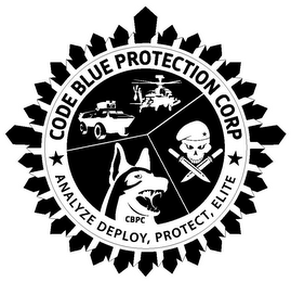 CODE BLUE PROTECTION CORP CBPC ANALYZE DEPLOY, PROTECT, ELITE logo