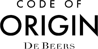 CODE OF ORIGIN DE BEERS logo