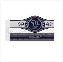 CODIO CIGARS IMPORTED MY 50 TH BIRTHDAY 1971-2021 CORONA - MADURO DOMINICAN REPUBLIC LIMITED EDITION CODIO CIGARS logo