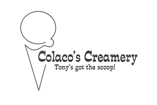 COLACO'S CREAMERY TONY'S GOT THE SCOOP! logo