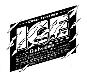 COLD FILTERED ICE DRAFT BEER FROM BUDWEISER logo