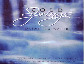 COLD SPRINGS DRINKING WATER COLD SPRINGS LLC 1 866 610 COLD COLDSPRINGSWATER.COM  SOURCE DRAWN FROM DEEP WELLS IN THE MT IOFHUTTONSVILLE WV logo