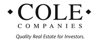 COLE COMPANIES QUALITY REAL ESTATE FOR INVESTORS. logo