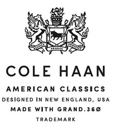 COLE HAAN AMERICAN CLASSICS DESIGNED INNEW ENGLAND, USA MADE WITH GRAND.36Ø TRADEMARK logo