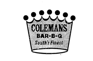 COLEMANS BAR-B-Q SOUTH'S FINEST logo