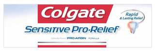 COLGATE SENSITIVE PRO-RELIEF RAPID & LASTING RELIEF CLINICALLY PROVEN PRO-ARGIN FORMULA logo