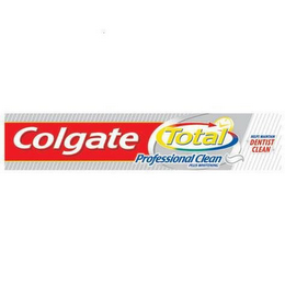COLGATE TOTAL PROFESSIONAL CLEAN PLUS WHITENING HELPS MAINTAIN DENTIST CLEAN logo