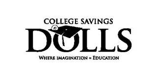 COLLEGE SAVINGS 10 DOLLS WHERE IMAGINATION = EDUCATION logo