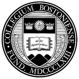 COLLEGIUM BOSTONIENSE FUND. 1863 RELIGIONI ET BONIS ARTIBUS logo