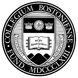 COLLEGIUM BOSTONIENSE FUND. MDCCCLXIII RELIGIONI ET BONIS ARTIBUS logo
