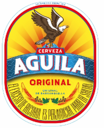 COLOMBIA DESDE 1913 CERVEZA AGUILA ORIGINAL ORIGINAL DE BARRANQUILLA EL EXCESO DE ALCOHOL ES PERJUDICIAL PARA LA SALUD logo