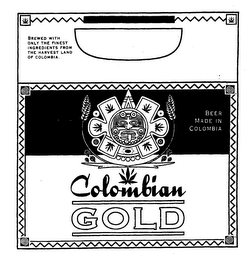COLOMBIAN GOLD BREWED WITH ONLY THE FINEST INGREDIENTS FROM THE HARVEST LAND OF COLOMBIA.  BEER MADE IN COLOMBIA logo