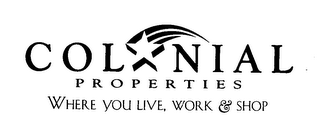 COLONIAL PROPERTIES WHERE YOU LIVE, WORK & SHOP logo