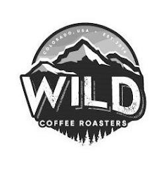 COLORADO, USA EST. 2014 WILD COFFEE ROASTERS logo