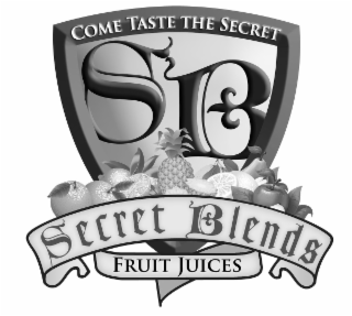COME TASTE THE SECRET SB SECRET BLENDS FRUIT JUICES logo