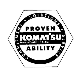 COMMITMENT SOLUTIONS SERVICE PROVEN ABILITY KOMATSU FORKLIFT U.S.A., INC. logo