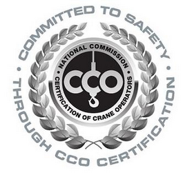COMMITTED TO SAFETY · THROUGH CCO CERTIFICATION · NATIONAL COMMISSION · CERTIFICATION OF CRANE OPERATORS · CCO logo