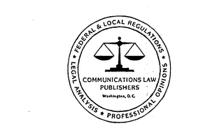 COMMUNICATIONS LAW PUBLISHERS WASHINGTON, D.C.  FEDERAL & LOCAL REGULATION PROFESSIONAL OPINIONS LEGAL ANALYSIS logo