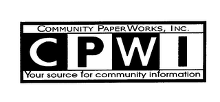 COMMUNITY PAPERWORKS, INC. CPWI YOUR SOURCE FOR COMMUNITY INFORMATION logo