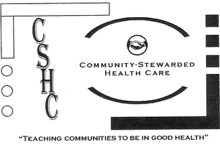COMMUNITY- STEWARDED HEALTH CARE "TEACHING COMMUNITIES TO BE IN GOOD HEALTH" logo