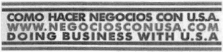 COMO HACER NEGOCIOS CON U.S.A. WWW.NEGOCIOSUSA.COM DOING BUSINESS WITH U.S.A. logo