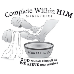 COMPLETE WITHIN HIM MINISTRIES JOHN 13:4~5, 15 GOD REVEALS HIMSELF AS WE SERVE ONE ANOTHER logo