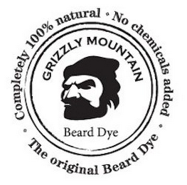 COMPLETELY 100% NATURAL NO CHEMICALS ADDED GRIZZLY MOUNTAIN BEARD DYE THE ORIGINAL BEARD DYE logo