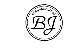 COMPLIMENTS OF BJ logo