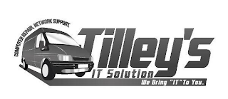 COMPUTER REPAIR.NETWORK SUPPORT. TILLEY'S IT SOLUTION WE BRING "IT" TO YOU. logo