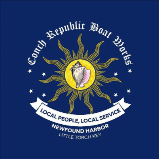 CONCH REPUBLIC BOAT WORKS LOCAL PEOPLE, LOCAL SERVICE NEWFOUND HARBOR LITTLE TORCH KEY logo