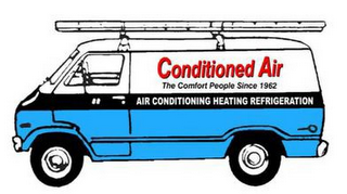 CONDITIONED AIR THE COMFORT PEOPLE SINCE 1962 AIR CONDITIONING HEATING REFRIGERATION logo