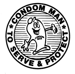CONDOM MAN TO SERVE & PROTECT logo