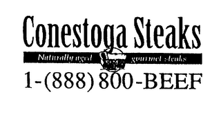 CONESTOGA STEAKS NATURALLY AGED GOURMET STEAKS 1-(888)800-BEEF logo