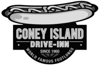 CONEY ISLAND DRIVE-INN SINCE 1960 WORLD FAMOUS FOOTLONGS logo