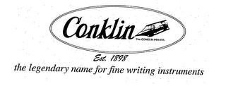 CONKLIN THE CONKLIN PEN CO. EST. 1898 THE LEGENDARY NAME FOR FINE WRITING INSTRUMENTS logo